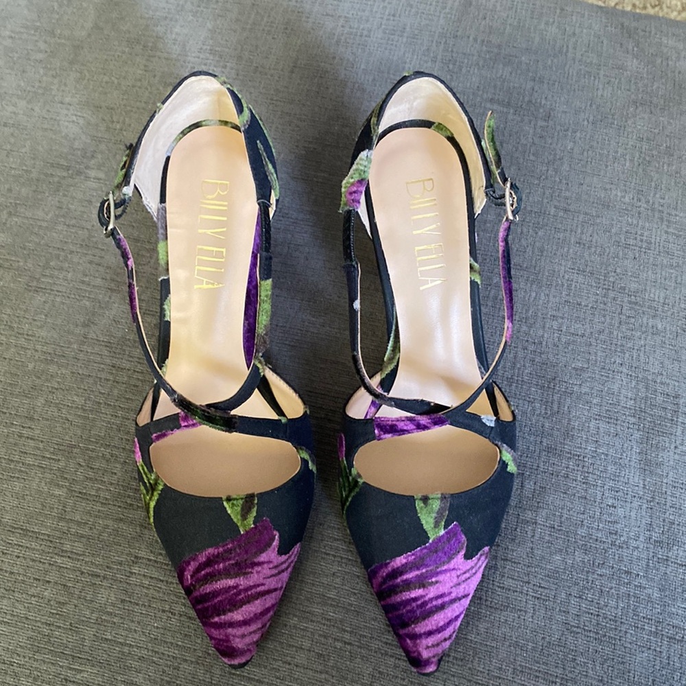 Billy Ella Black Floral Heels